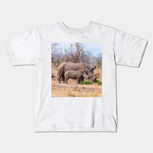 Rhino Mom and Baby Kids T-Shirt